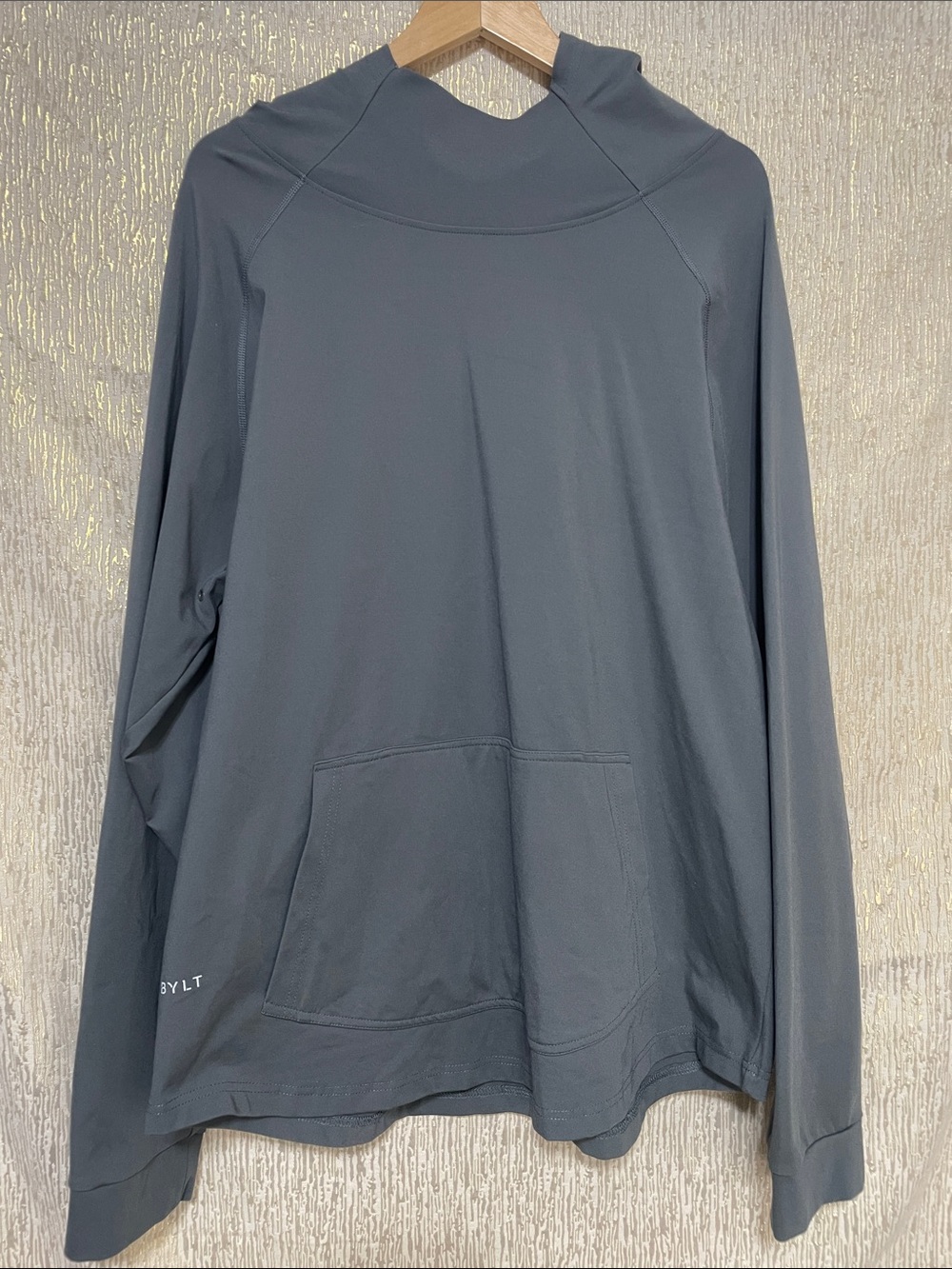 BYLT Premium Basics Men's Long-Sleeve Hooded Pullover - Slate Gray XL NEW